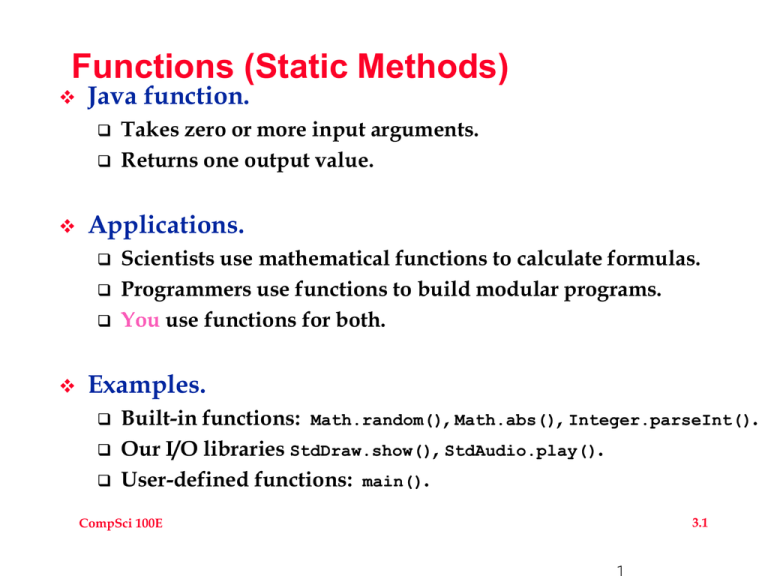 Functions Static Methods Java Function Applications 