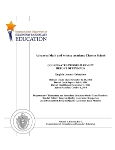 Advanced Math and Science Academy Charter School COORDINATED PROGRAM REVIEW