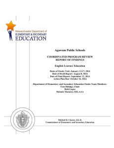 Agawam Public Schools COORDINATED PROGRAM REVIEW REPORT OF FINDINGS