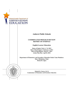 Amherst Public Schools COORDINATED PROGRAM REVIEW REPORT OF FINDINGS