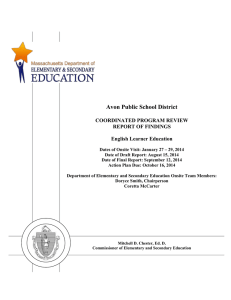 Avon Public School District COORDINATED PROGRAM REVIEW REPORT OF FINDINGS
