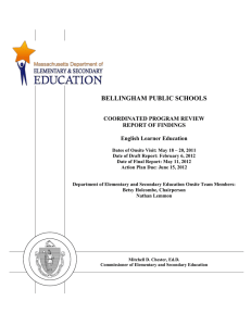 BELLINGHAM PUBLIC SCHOOLS  COORDINATED PROGRAM REVIEW REPORT OF FINDINGS