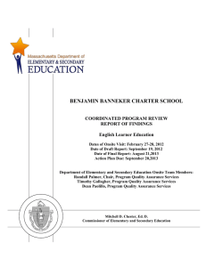BENJAMIN BANNEKER CHARTER SCHOOL COORDINATED PROGRAM REVIEW REPORT OF FINDINGS