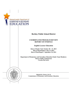 Berkley Public School District COORDINATED PROGRAM REVIEW REPORT OF FINDINGS