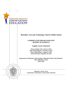 Berkshire Arts and Technology Charter Public School COORDINATED PROGRAM REVIEW