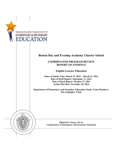 Boston Day and Evening Academy Charter School COORDINATED PROGRAM REVIEW