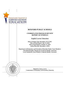 BOXFORD PUBLIC SCHOOLS COORDINATED PROGRAM REVIEW REPORT OF FINDINGS