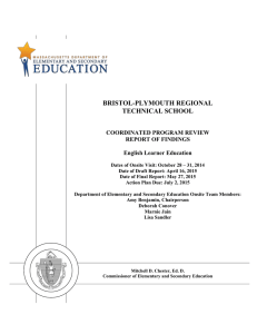 BRISTOL-PLYMOUTH REGIONAL TECHNICAL SCHOOL COORDINATED PROGRAM REVIEW