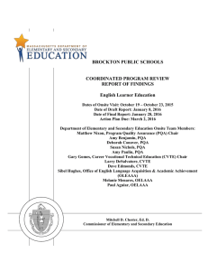 BROCKTON PUBLIC SCHOOLS COORDINATED PROGRAM REVIEW REPORT OF FINDINGS