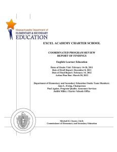 EXCEL ACADEMY CHARTER SCHOOL  COORDINATED PROGRAM REVIEW REPORT OF FINDINGS