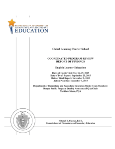 Global Learning Charter School COORDINATED PROGRAM REVIEW REPORT OF FINDINGS
