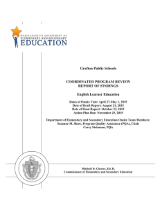 Grafton Public Schools COORDINATED PROGRAM REVIEW REPORT OF FINDINGS