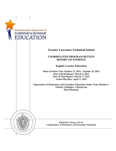 Greater Lawrence Technical School COORDINATED PROGRAM REVIEW REPORT OF FINDINGS