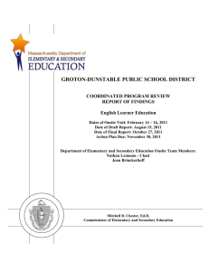 GROTON-DUNSTABLE PUBLIC SCHOOL DISTRICT  COORDINATED PROGRAM REVIEW REPORT OF FINDINGS