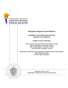 Hampshire Regional School District COORDINATED PROGRAM REVIEW REPORT OF FINDINGS