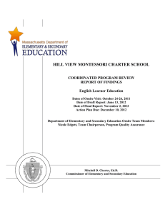 HILL VIEW MONTESSORI CHARTER SCHOOL  COORDINATED PROGRAM REVIEW REPORT OF FINDINGS