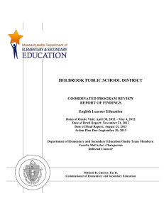 HOLBROOK PUBLIC SCHOOL DISTRICT COORDINATED PROGRAM REVIEW REPORT OF FINDINGS