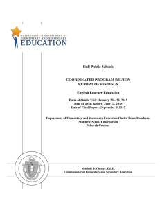 Hull Public Schools COORDINATED PROGRAM REVIEW REPORT OF FINDINGS