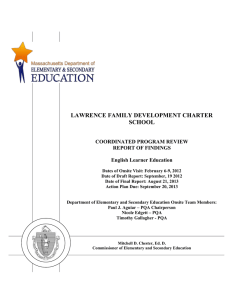 LAWRENCE FAMILY DEVELOPMENT CHARTER SCHOOL COORDINATED PROGRAM REVIEW