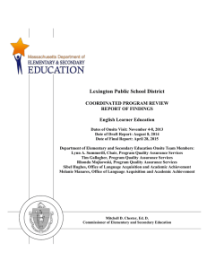 Lexington Public School District COORDINATED PROGRAM REVIEW REPORT OF FINDINGS