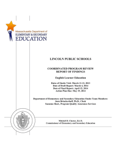 LINCOLN PUBLIC SCHOOLS COORDINATED PROGRAM REVIEW REPORT OF FINDINGS