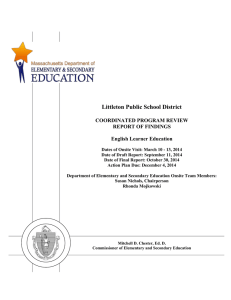 Littleton Public School District COORDINATED PROGRAM REVIEW REPORT OF FINDINGS