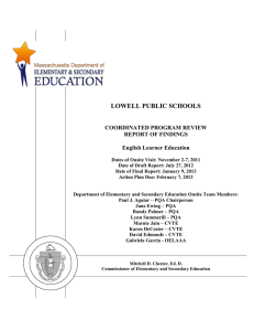 LOWELL PUBLIC SCHOOLS COORDINATED PROGRAM REVIEW REPORT OF FINDINGS