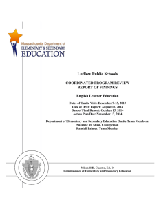 Ludlow Public Schools COORDINATED PROGRAM REVIEW REPORT OF FINDINGS