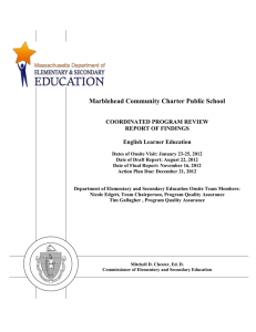 Marblehead Community Charter Public School COORDINATED PROGRAM REVIEW REPORT OF FINDINGS