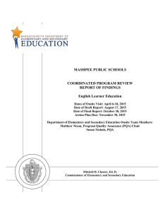 MASHPEE PUBLIC SCHOOLS COORDINATED PROGRAM REVIEW REPORT OF FINDINGS