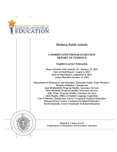 Methuen Public Schools COORDINATED PROGRAM REVIEW REPORT OF FINDINGS