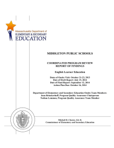 MIDDLETON PUBLIC SCHOOLS COORDINATED PROGRAM REVIEW REPORT OF FINDINGS