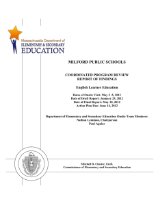 MILFORD PUBLIC SCHOOLS  COORDINATED PROGRAM REVIEW REPORT OF FINDINGS