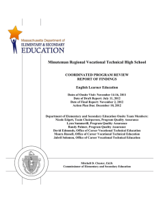 Minuteman Regional Vocational Technical High School  COORDINATED PROGRAM REVIEW REPORT OF FINDINGS