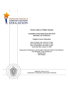 North Andover Public Schools COORDINATED PROGRAM REVIEW REPORT OF FINDINGS