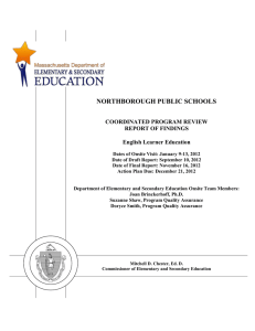 NORTHBOROUGH PUBLIC SCHOOLS  COORDINATED PROGRAM REVIEW REPORT OF FINDINGS