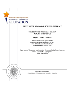 PENTUCKET REGIONAL SCHOOL DISTRICT  COORDINATED PROGRAM REVIEW REPORT OF FINDINGS