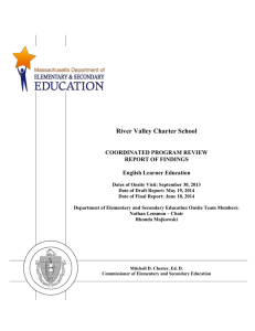 River Valley Charter School COORDINATED PROGRAM REVIEW REPORT OF FINDINGS