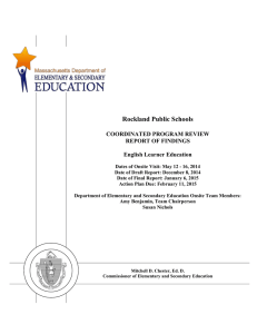 Rockland Public Schools COORDINATED PROGRAM REVIEW REPORT OF FINDINGS