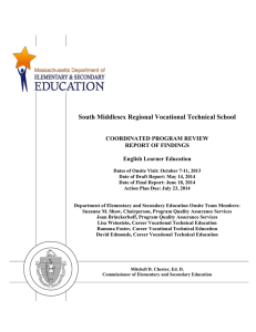 South Middlesex Regional Vocational Technical School COORDINATED PROGRAM REVIEW REPORT OF FINDINGS