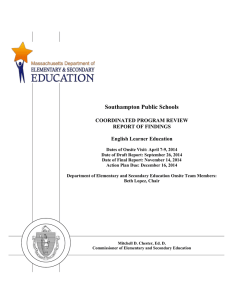 Southampton Public Schools COORDINATED PROGRAM REVIEW REPORT OF FINDINGS