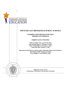 SPENCER EAST BROOKFIELD PUBLIC SCHOOLS COORDINATED PROGRAM REVIEW REPORT OF FINDINGS