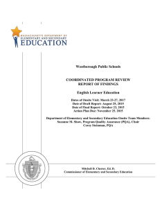 Westborough Public Schools COORDINATED PROGRAM REVIEW REPORT OF FINDINGS