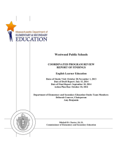 Westwood Public Schools COORDINATED PROGRAM REVIEW REPORT OF FINDINGS