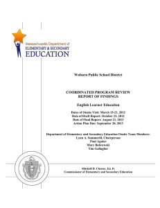 Woburn Public School District COORDINATED PROGRAM REVIEW REPORT OF FINDINGS