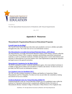 Appendix D:  Resources Massachusetts Organizations/Resources/Educational Programs