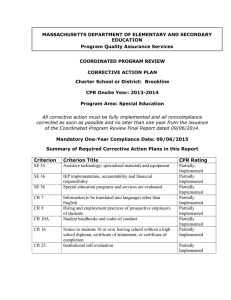 MASSACHUSETTS DEPARTMENT OF ELEMENTARY AND SECONDARY EDUCATION Program Quality Assurance Services