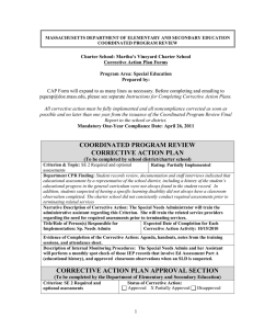 Charter School: Martha’s Vineyard Charter School Corrective Action Plan Forms