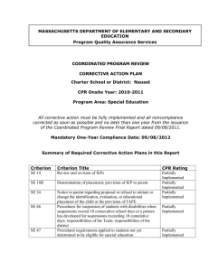 MASSACHUSETTS DEPARTMENT OF ELEMENTARY AND SECONDARY EDUCATION Program Quality Assurance Services