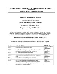 MASSACHUSETTS DEPARTMENT OF ELEMENTARY AND SECONDARY EDUCATION Program Quality Assurance Services